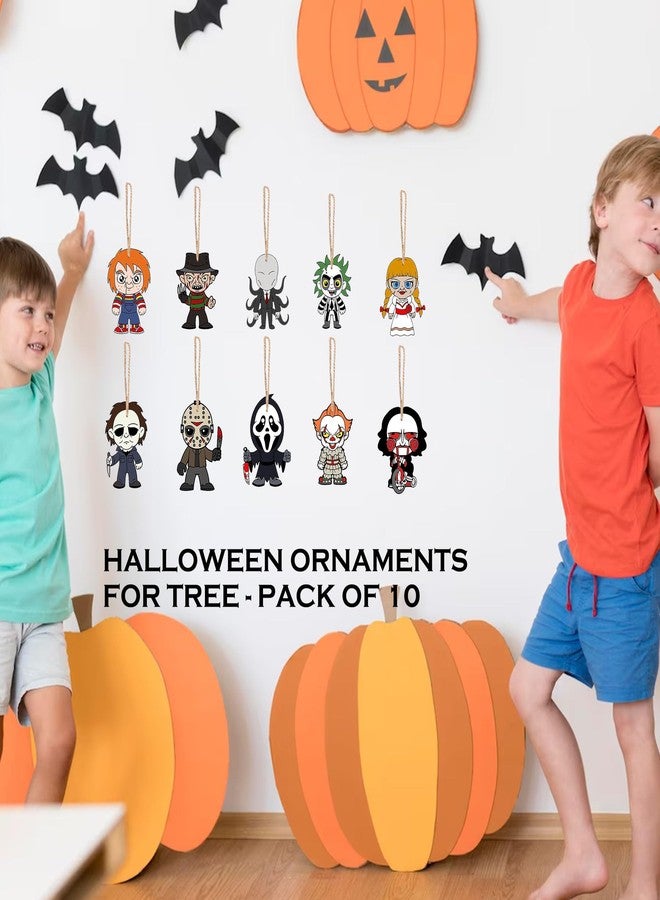 BIGSPINACH Horror Movies Tree Ornaments - Pack of 10 Wooden Hanging Mini Halloween Tree Decorations Christmas Ornaments Halloween Room Décor - Image 2