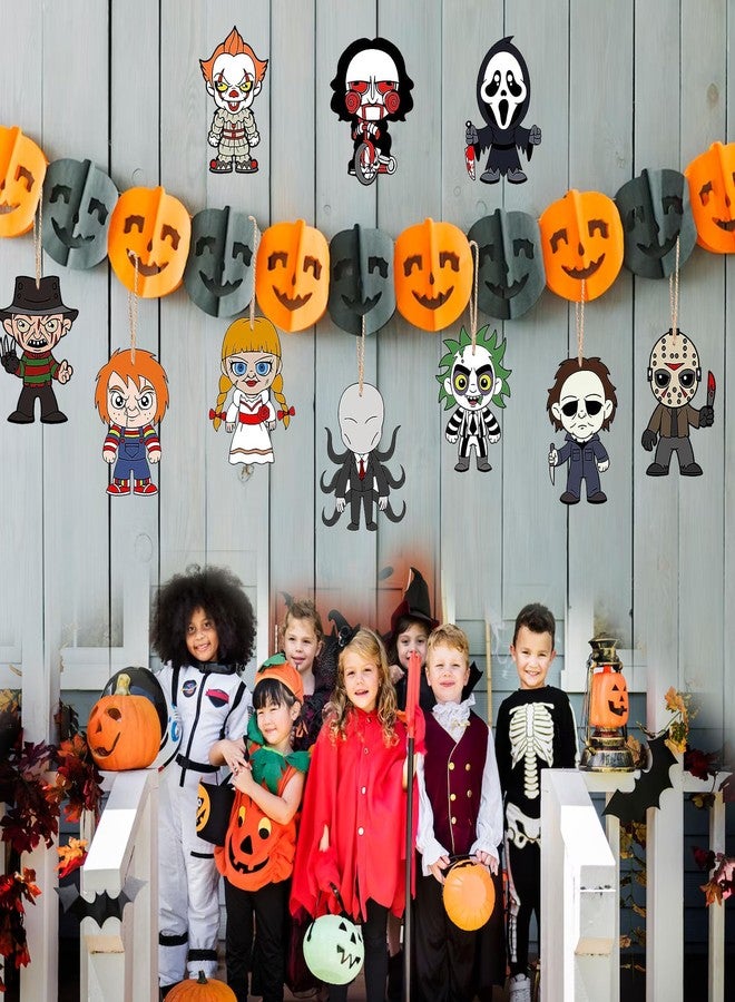 BIGSPINACH Horror Movies Tree Ornaments - Pack of 10 Wooden Hanging Mini Halloween Tree Decorations Christmas Ornaments Halloween Room Décor - Image 4