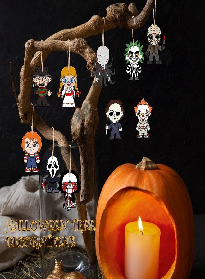 BIGSPINACH Horror Movies Tree Ornaments - Pack of 10 Wooden Hanging Mini Halloween Tree Decorations Christmas Ornaments Halloween Room Décor - Image 5