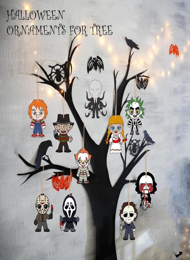 BIGSPINACH Horror Movies Tree Ornaments - Pack of 10 Wooden Hanging Mini Halloween Tree Decorations Christmas Ornaments Halloween Room Décor - Image 3