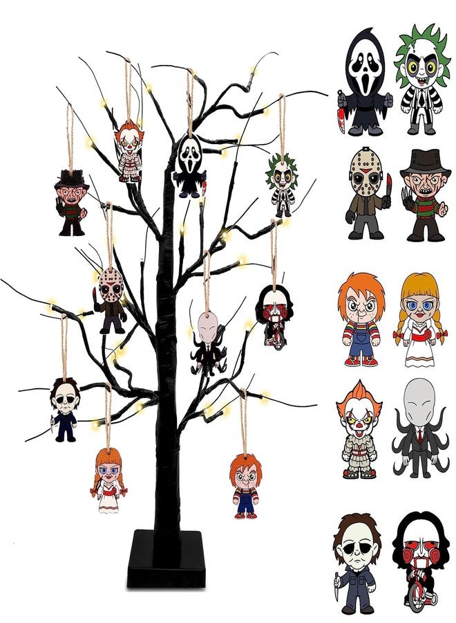 BIGSPINACH Horror Movies Tree Ornaments - Pack of 10 Wooden Hanging Mini Halloween Tree Decorations Christmas Ornaments Halloween Room Décor - Image 1