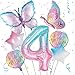 Isndare Butterfly Balloons 4th Birthday Decorations for Girls Gradient Pink Colorful Foil Balloons Giant Number 4 Foil Mylar Balloon Butterfly Theme Birthday Party Supplies - Image 3