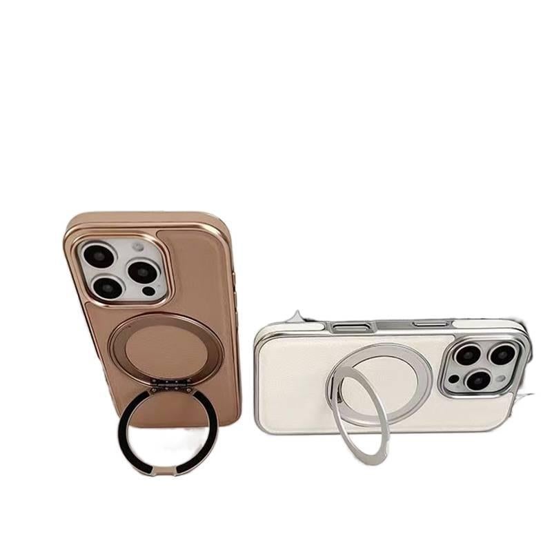 غطاء واقي بملمس باللون Desert Brown مغناطيسي بوظيفة حامل جلد لـ iPhone 16 / 16 Plus / 16 Pro / 16 Pro Max مع حامل قائم وتغطية كاملة مع مغناطيس قوي لترتيب الأغراض للاستخدام العملي - Image 2