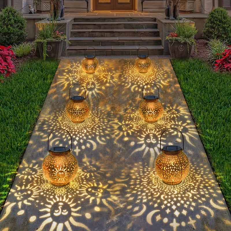 Go2garden Solar Lanterns Outdoor Waterproof Garden Gifts Women Yard Decorations Metal Moon Sun Hanging Solar Lights for Patio, Balcony, Tabletop,Birthday Mothers Day Gifts for Mom (Bronze,2Pack) - Image 5