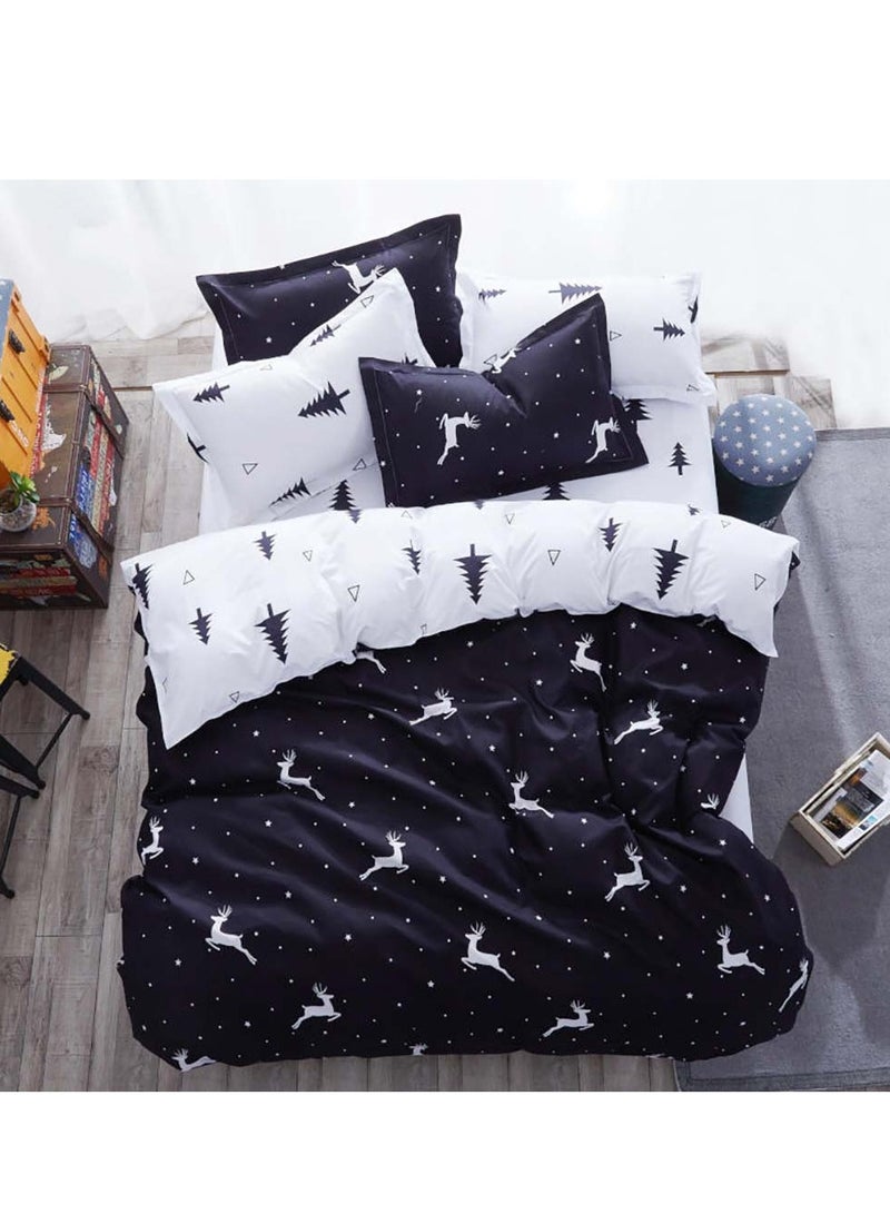 Sharpdo 4 Pieces Bed Sheet Set Luxury Cotton Microfiber Soft Quilt Set with 1 Comforter/Quilt Cover, 1 Flat Sheet and 2 Pillowcases Single 2m(200*230cm) Bed - Image 1