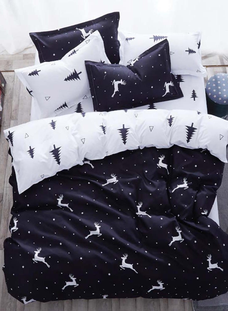 Sharpdo 4 Pieces Bed Sheet Set Luxury Cotton Microfiber Soft Quilt Set with 1 Comforter/Quilt Cover, 1 Flat Sheet and 2 Pillowcases Single 2m(200*230cm) Bed - Image 5