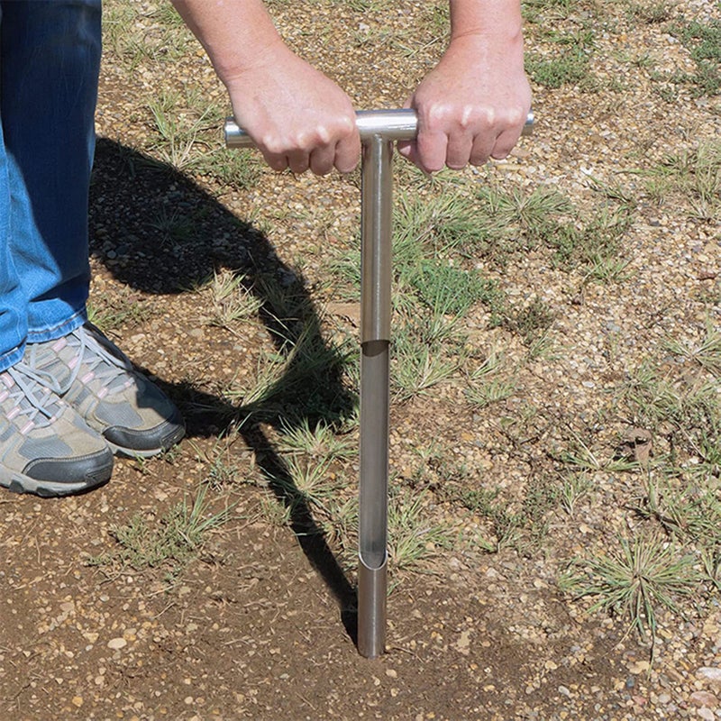 Soil Sampler Probe 304 Stainless Steel Protable T Handle Soil Sampling Tool for Farm Garden Lawn 21in - Image 2
