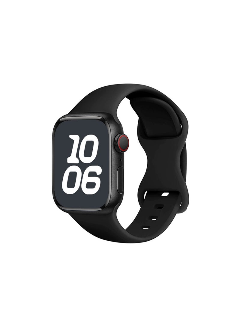 سوار معصم من السيليكون على شكل ثمانية على شكل سوار معصم متوافق مع سلسلة Iwatch الكاملة، أسود 38/40/41 مم، مناسب للرجال والنساء - Image 1