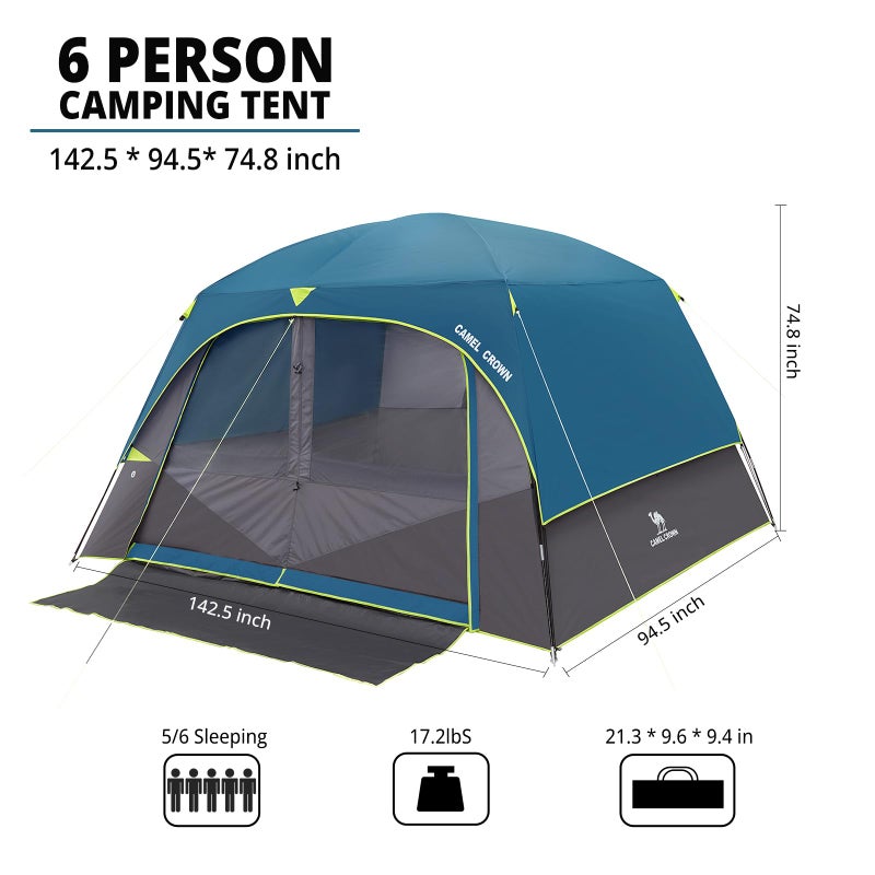 CAMEL CROWN Camping Tents for 6 Person Tent,Weatherproof Tent with Rainfly & Carry Bag,Family Camping Tent for Outdoor - Image 4