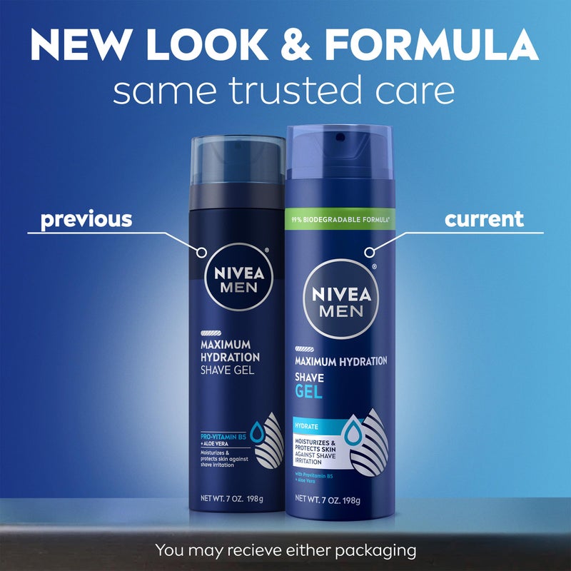 NIVEA MEN Maximum Hydration Shave Gel with Aloe Vera and Provitamin B5, 3 Pack of 7 Oz Cans - Image 2