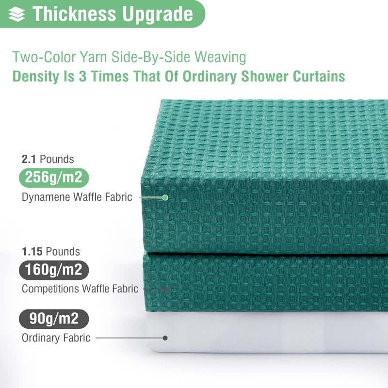 Dynamene Long Fabric Shower Curtain - 78 inch Long Waffle Weave Weighted Cloth Shower Curtains for Bathroom  Heavy Duty Hotel Spa Luxury Bath Curtain Set with 12 Plastic Hooks 72x78  Seaweed Green - Image 1