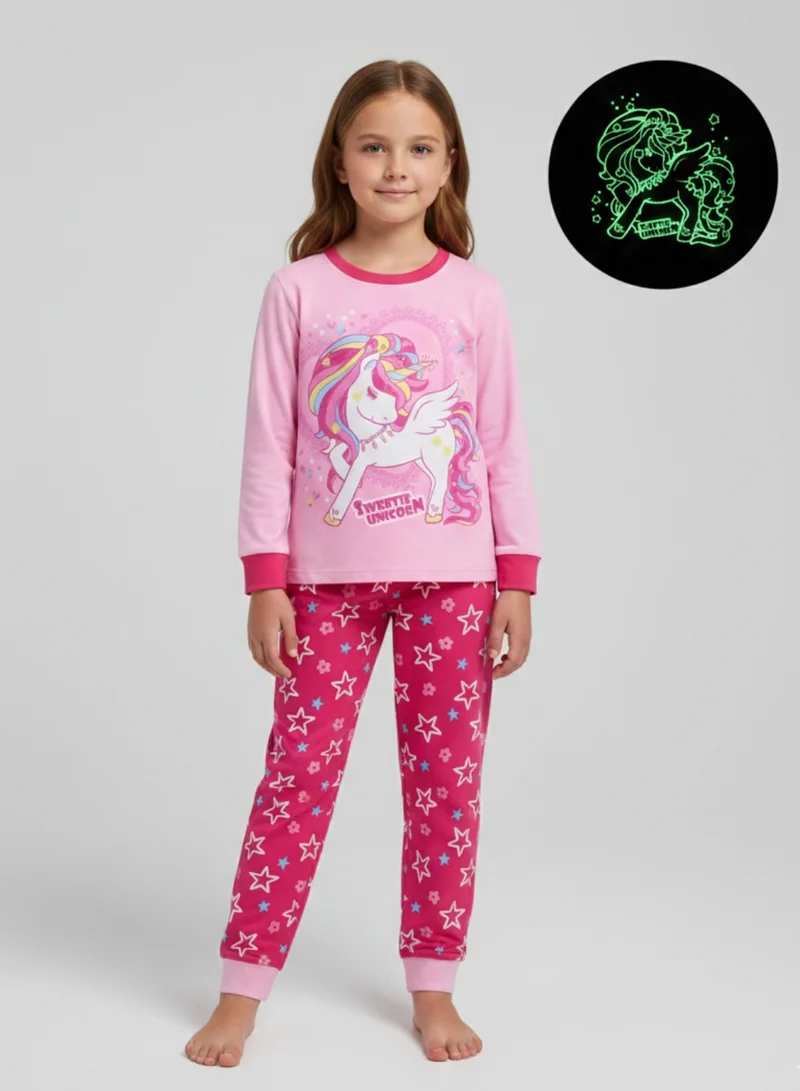 بيبي كلو Glow Sweet Unicorn Girls Cotton Pajama Night Set