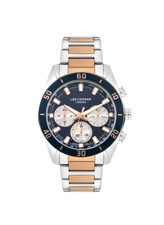 Lee Cooper Men's Watch, Multi Function Display and Metal Strap - LC07948.590, Silver