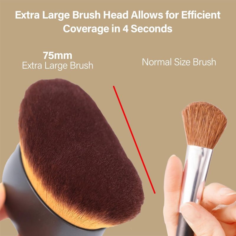 Oversized Body Makeup Brush: 75mm Wide Ultra-Soft Bristles - Non-Shedding Ergonomic Handle Self Tanning Brush for Home, Travel, Beginners And Professionals - Image 4