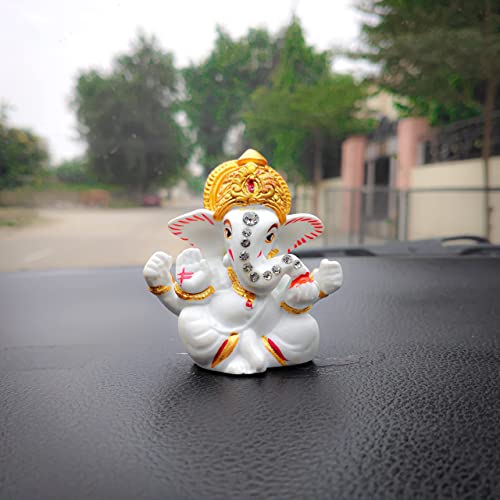 JAIPUR ACE Resin Ganesha Statue For Home Temple Decoration I Ganesh Idol For Car Dashboard I Ganesha Statue I Ganesh Ji Murti I Ganesh Idol I Ganesh Chaturthi Decoration (Design 4) - Image 1