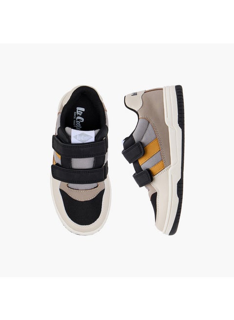 Boys Panelled Sneakers with Hook and Loop Closure