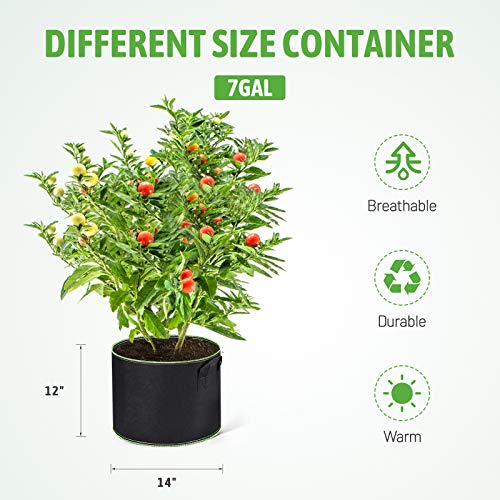 Delxo 10-Pack 7 Gallon Grow Bags Heavy Duty Aeration Fabric Pots Thickened Nonwoven Fabric Pots Plant Grow Bags with Handles - Image 2