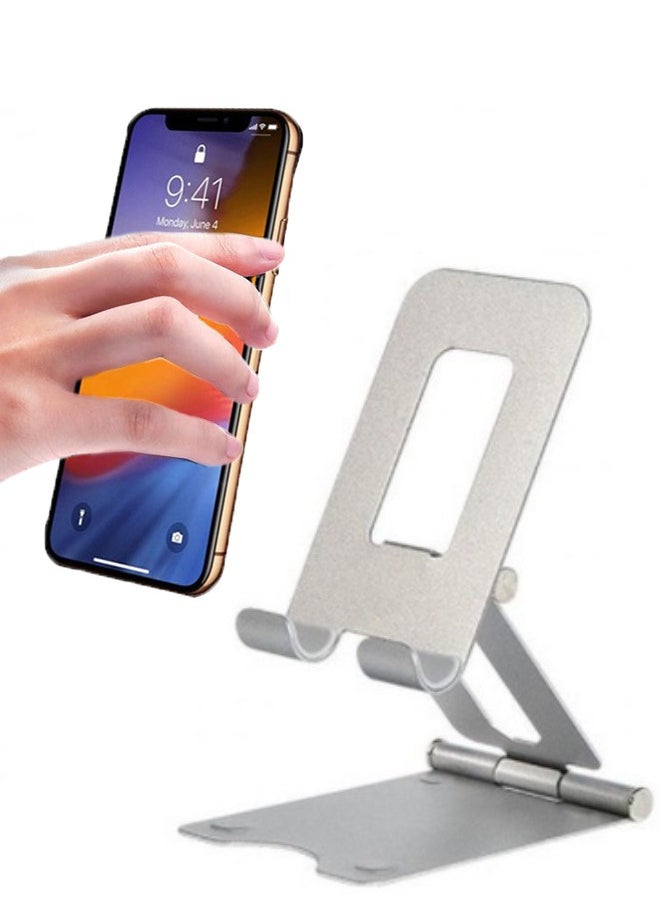 Adjustable Cell Phone Stand,Aluminum Desktop Cellphone Stand with Anti-Slip Base and Convenient Charging Port, Fits All Smart Phones  - Image 1