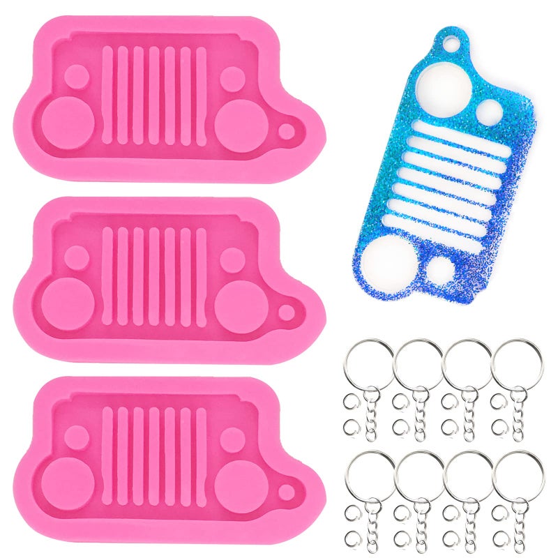 33PCS Epoxy Resin Molds Kit  3PCS Car Light Stand Keychain Molds  Silicone Epoxy Casting Molds with Hole