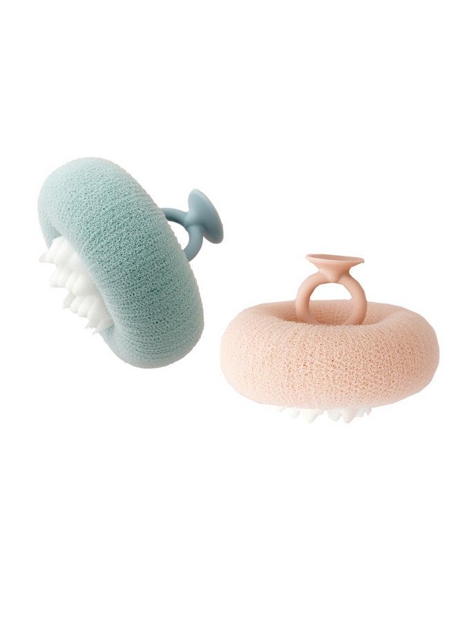 newrichbee 2 Pack Bath Body Brushexfoliating Body Scrubberbath Sponge Brush To Scrub The Body And Enjoy The Shower(Pink&Blue) - Image 1