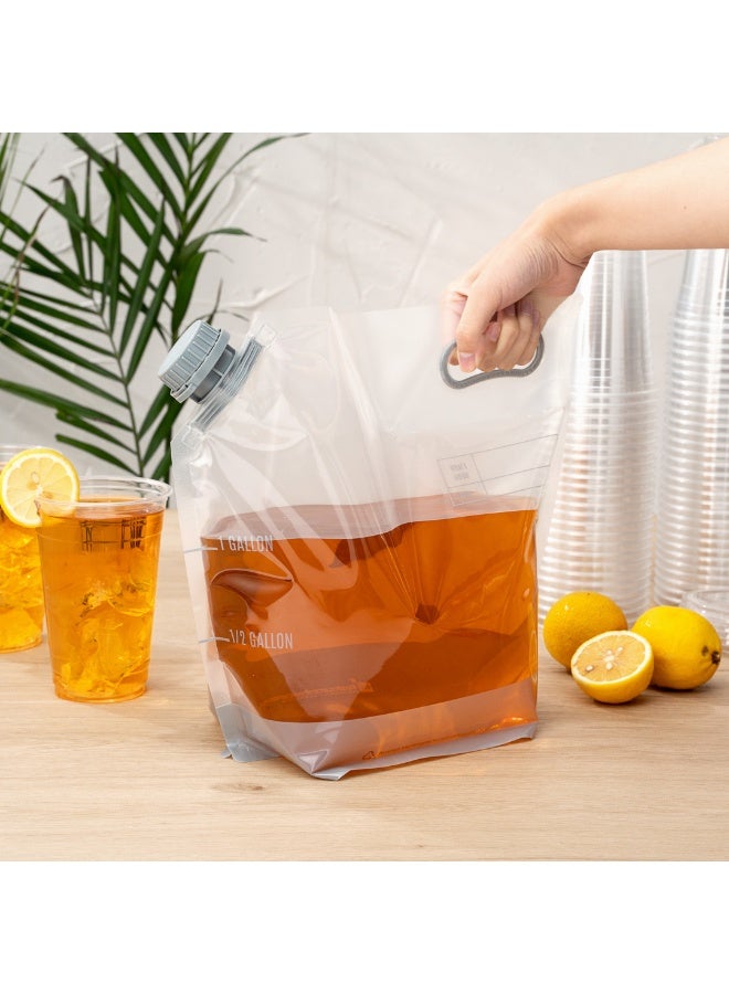 Restaurantware Cater Tek 1 Gallon Water Containers, 10 Drink Bags - Collapsible, Includes Tamper-Evident Caps, Clear Plastic Beverage Bags, For Catered Events, Camping, or Hiking, Durable Handle - Image 3
