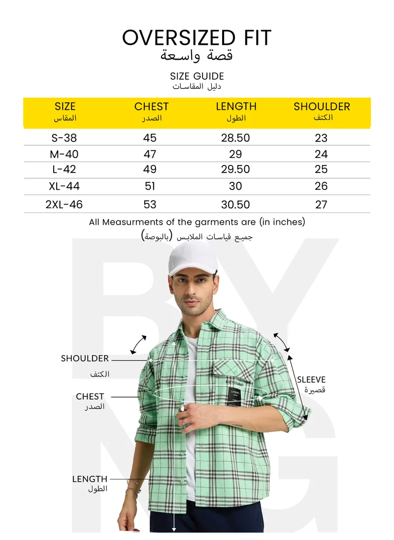 Beyoung Oversized Shacket for Men (X-Large, Blue)