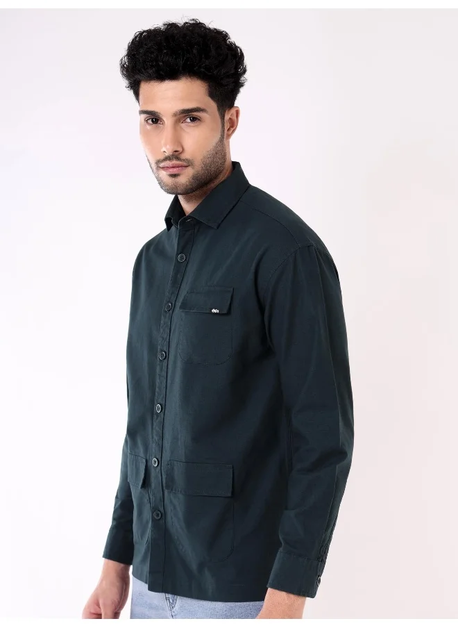 Beyoung Oversized Shacket for Men (X-Large, Blue)
