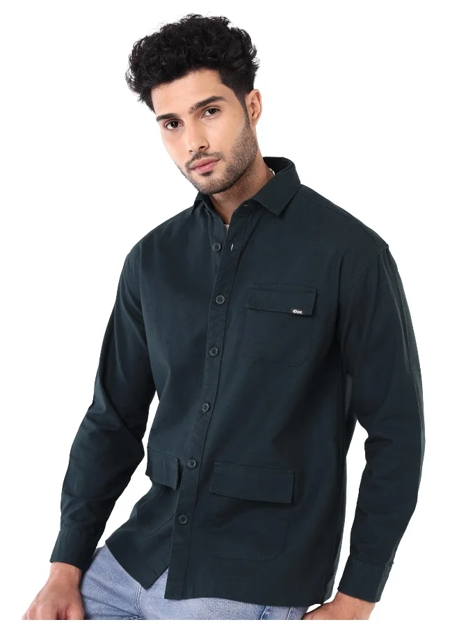 بيونغ Oversized Shacket for Men (X-Large, Blue)