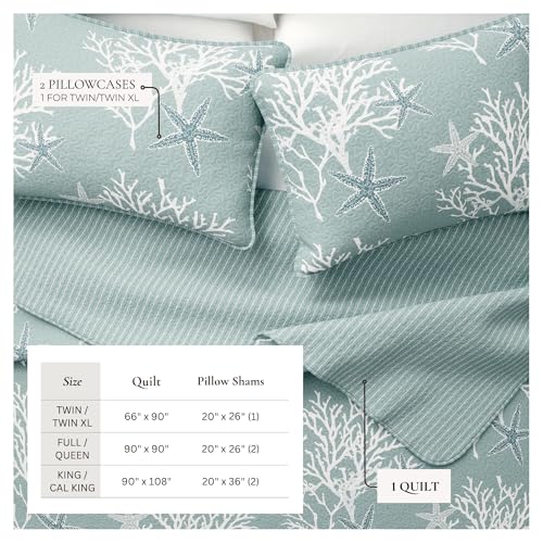 Great Bay Home King Coastal Quilt Bedding Set, Summer Coastal Quilt with Shams, Beach 3-Piece Reversible All Season Bedspread Quilt Set. Lightweight Nautical Quilted Coverlet. Fenwick Collection, Ether Blue. - Image 5