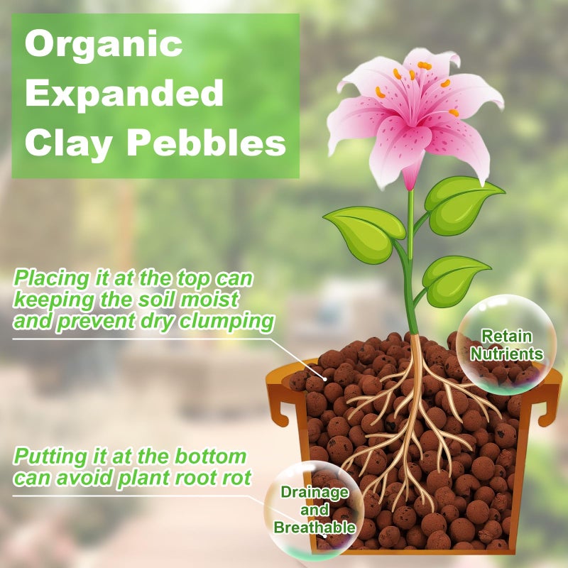 Riare 2 LBS Organic Expanded Clay Pebbles - 4mm-16mm Natural Leca Balls Lightweight Hydroponic Clay Pebbles Aggregate for Indoor Plants, Hydroponic Growing, Plants Drainage, Aquaponics - Image 3