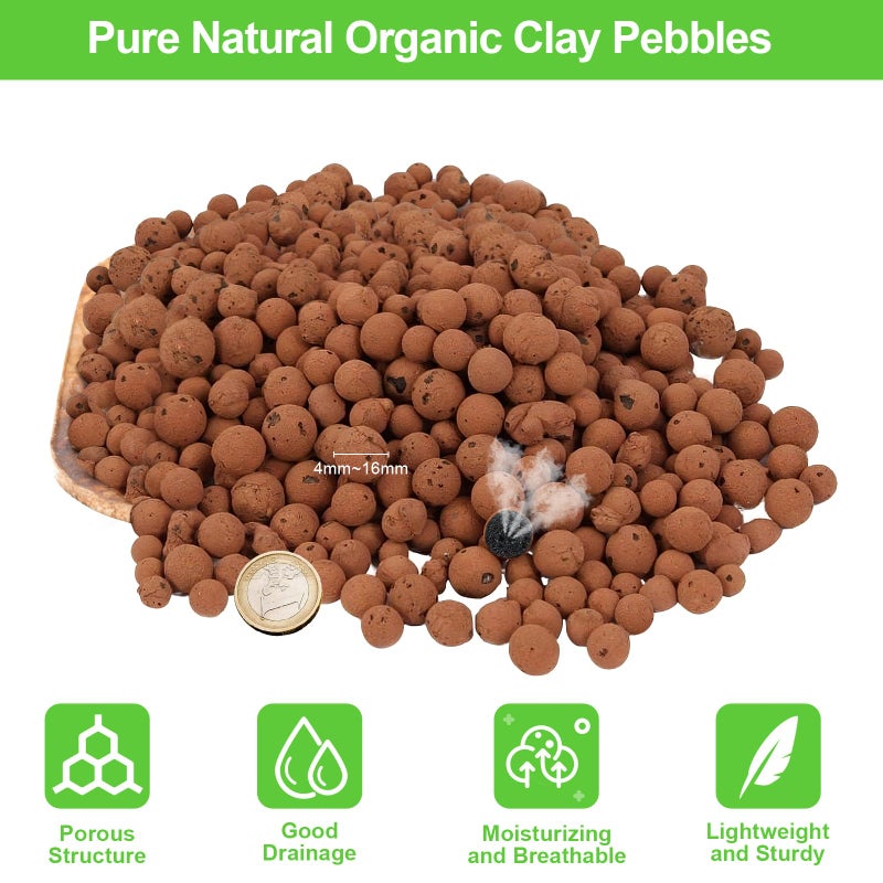 Riare 2 LBS Organic Expanded Clay Pebbles - 4mm-16mm Natural Leca Balls Lightweight Hydroponic Clay Pebbles Aggregate for Indoor Plants, Hydroponic Growing, Plants Drainage, Aquaponics - Image 2