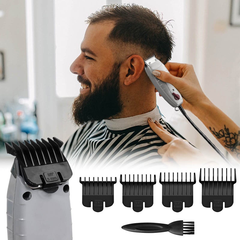 CR8GR8 4 Pack Clipper Guards for Andis T Outliner, 1/16", 1/8", 1/4", 3/8" Guards Guides, Snap-on Blade Attachment Combs Set with Brush for Hair Clippers Model #04710/04521, Black - Image 5