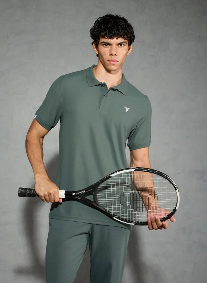 Technosport Technosport Men Solid Slim Fit Polo