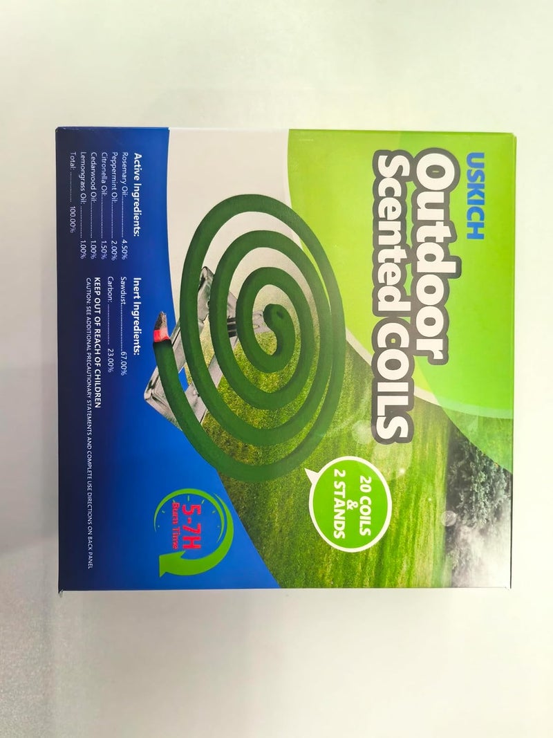 USKICH Mosquito Repellent Coils -Mosquito Repellent Outdoor Patio Fresh Scent,Use Reaches Up to 10 feet, Each Mosquito Coils Burns for 5-7 Hours (Contains 20 coils & 2 Stands) - Image 2