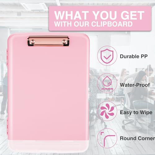 Sooez Clipboards with Storage, High Capacity Clip Boards 8.5x11 with Storage, Heavy Duty Nursing Clipboard Folder, Plastic Clipboard with Pen Holder for Women Teachers Work, School & Office Supplies - Image 4