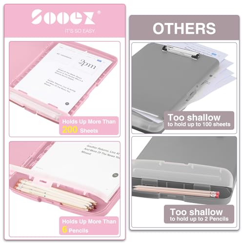 Sooez Clipboards with Storage, High Capacity Clip Boards 8.5x11 with Storage, Heavy Duty Nursing Clipboard Folder, Plastic Clipboard with Pen Holder for Women Teachers Work, School & Office Supplies - Image 3