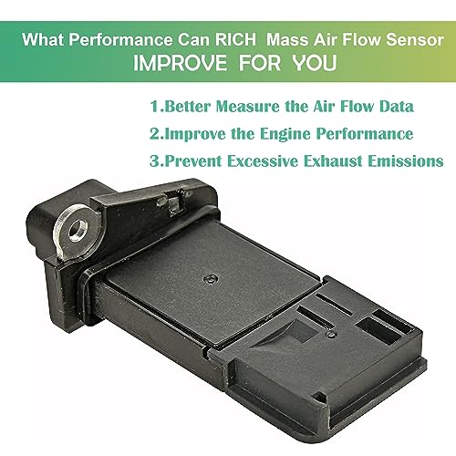 RICH AUTO Rich Mass Air Flow Sensor MAF Sensor Compatible with Ford Escape Expedition Explorer F150 F250 F350 Lincoln MKX MKZ Navigator Town Car Mercury Mariner Replacement for 3L3Z-12B579-BA MAF0012 - Image 3