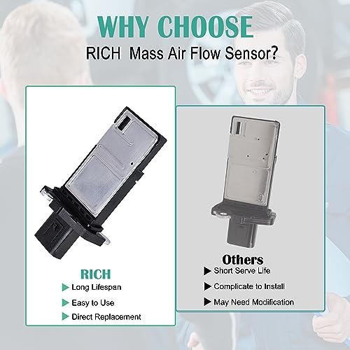 RICH AUTO Rich Mass Air Flow Sensor MAF Sensor Compatible with Ford Escape Expedition Explorer F150 F250 F350 Lincoln MKX MKZ Navigator Town Car Mercury Mariner Replacement for 3L3Z-12B579-BA MAF0012 - Image 4