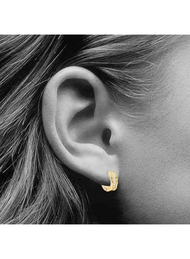 إيروريكس 004 أقراط دائرية من الذهب عيار 18 قيراط مطلية بالذهب للنساء 13 مم - Image 4