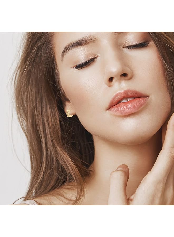 إيروريكس 004 أقراط دائرية من الذهب عيار 18 قيراط مطلية بالذهب للنساء 13 مم - Image 5