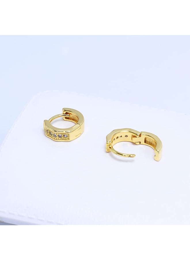 إيروريكس 004 أقراط دائرية من الذهب عيار 18 قيراط مطلية بالذهب للنساء 13 مم - Image 3