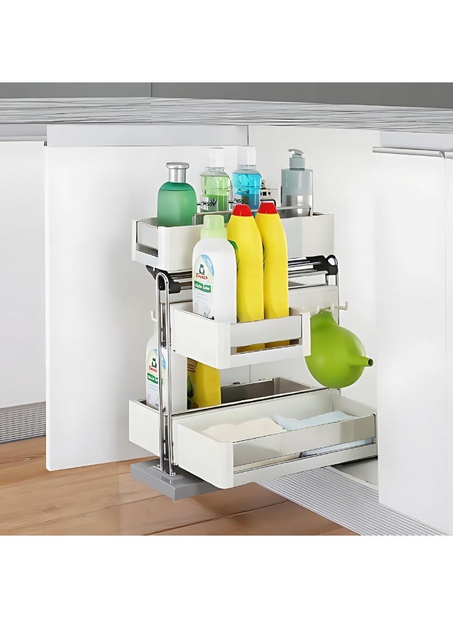 eurocliq Under Sink Kitchen Pull Out Storage Moveable Top Layer Basket  - Image 2