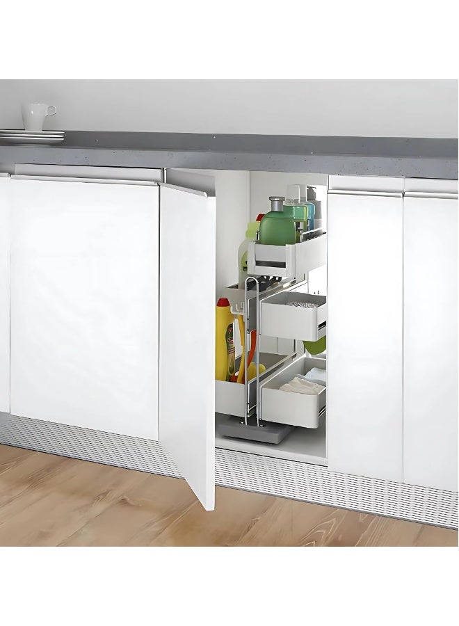 eurocliq Under Sink Kitchen Pull Out Storage Moveable Top Layer Basket  - Image 4