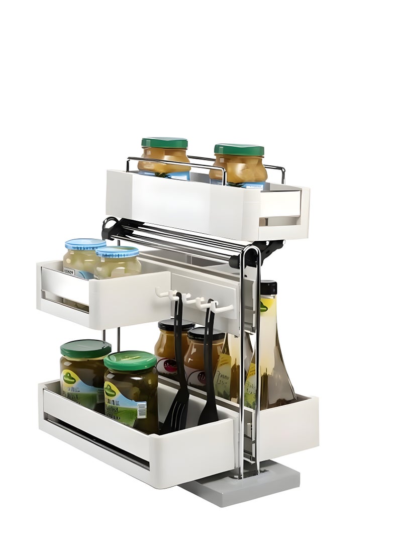 eurocliq Multipurpose Under Sink Pull Out Storage Cabinet Moveable Top Layer Rack for Bathroom and Kitchen  - Image 2