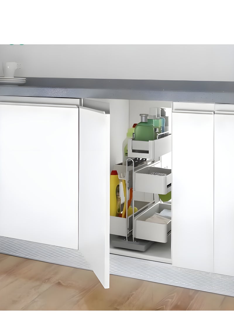 eurocliq Multipurpose Under Sink Pull Out Storage Cabinet Moveable Top Layer Rack for Bathroom and Kitchen  - Image 3