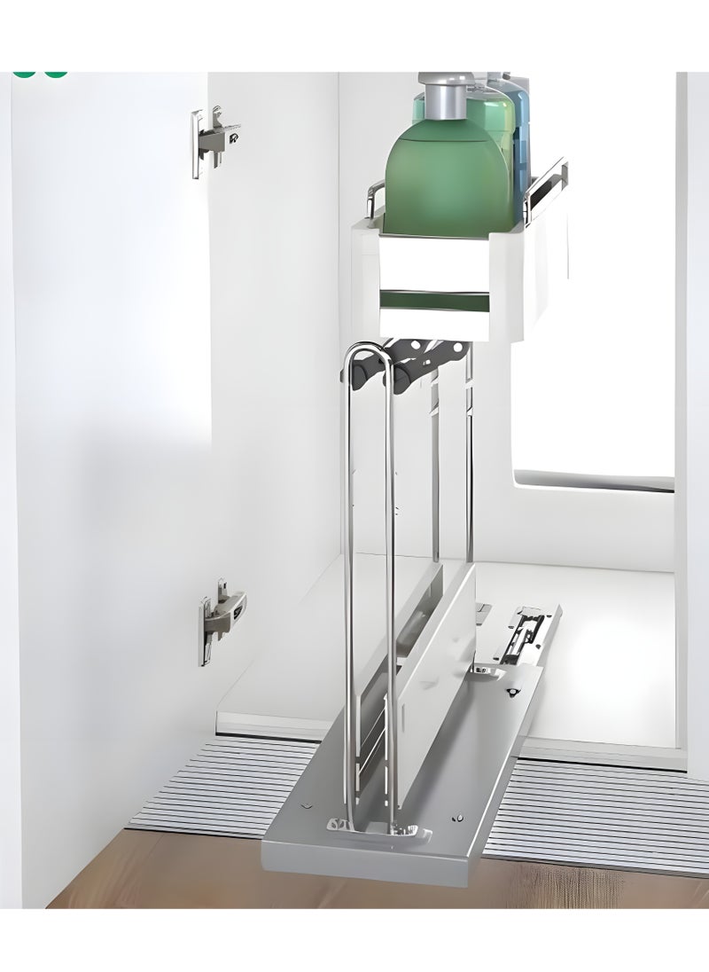 eurocliq Multipurpose Under Sink Pull Out Storage Cabinet Moveable Top Layer Rack for Bathroom and Kitchen  - Image 4