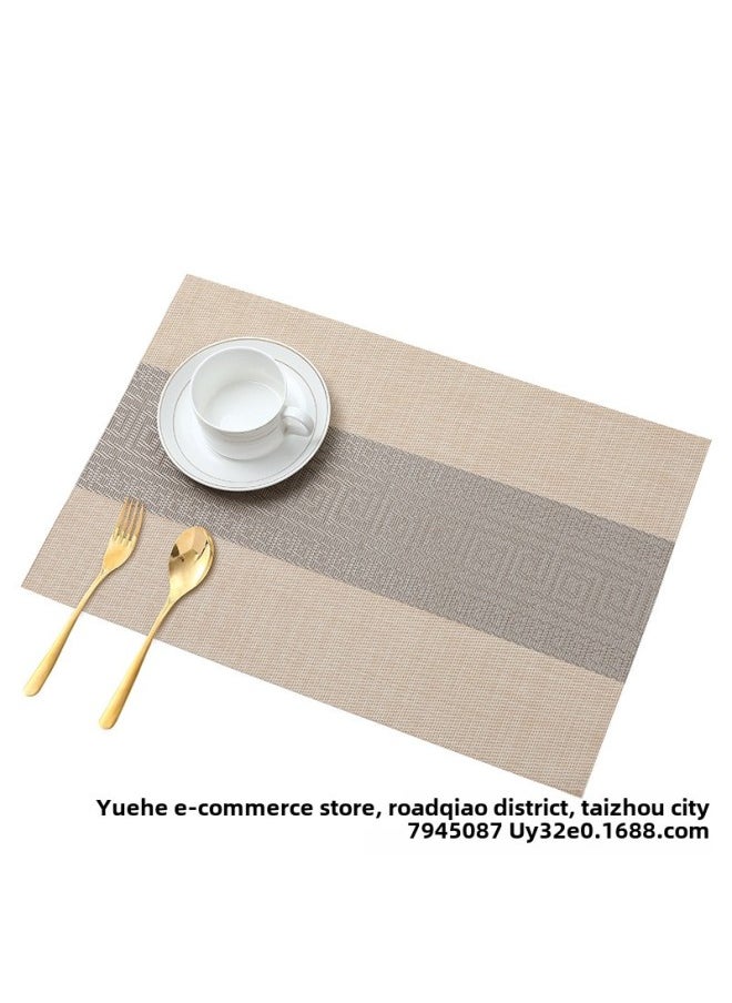 Generic - Direct Jacquard Environmental Protection Table Mat PVC Western Table Mat Chinese European Insulated Table Mat Bowl Mat Easy To Wash Quick Drying-Color:Big Wave Cafe-Specifications:Rectangular About 45*30cm - Image 1