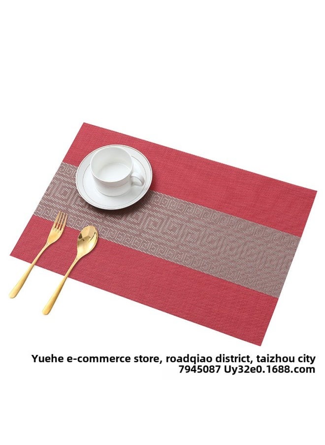 Generic - Direct Jacquard Environmental Protection Table Mat PVC Western Table Mat Chinese European Insulated Table Mat Bowl Mat Easy To Wash Quick Drying-Color:Big Wave Cafe-Specifications:Rectangular About 45*30cm - Image 1