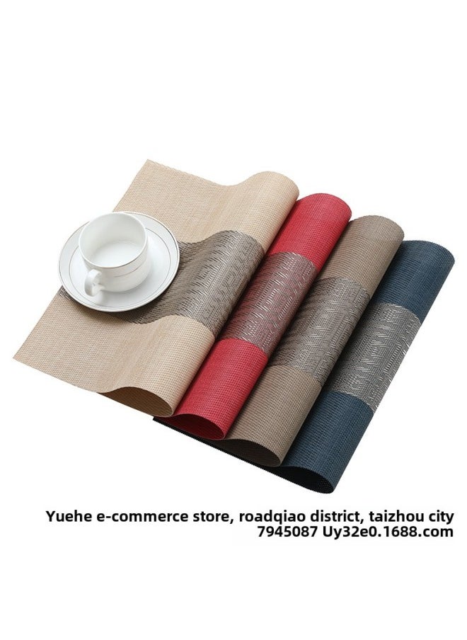 Generic - Direct Jacquard Environmental Protection Table Mat PVC Western Table Mat Chinese European Insulated Table Mat Bowl Mat Easy To Wash Quick Drying-Color:Big Wave Cafe-Specifications:Rectangular About 45*30cm - Image 1