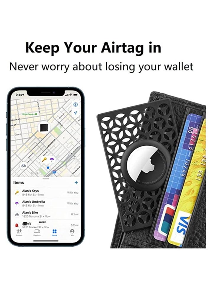 KASTWAVE - Card Case for Apple Airtag Apple Airtag Holder 2 Packs Ultra Slim Credit Card Size AirTags Case for Purse Wallet Handbag Backpack Work Card Anti-lost Protective Case (Black) - Image 1